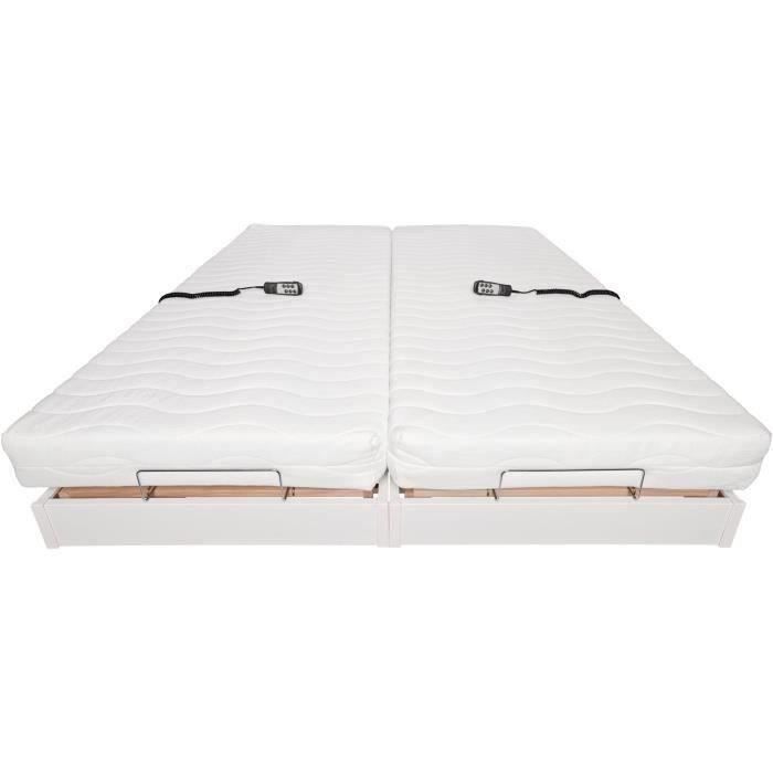 Ensemble relaxation matelas + sommiers électriques 2x70x190 - Mousse - Ferme - TALCA Fabrication française
