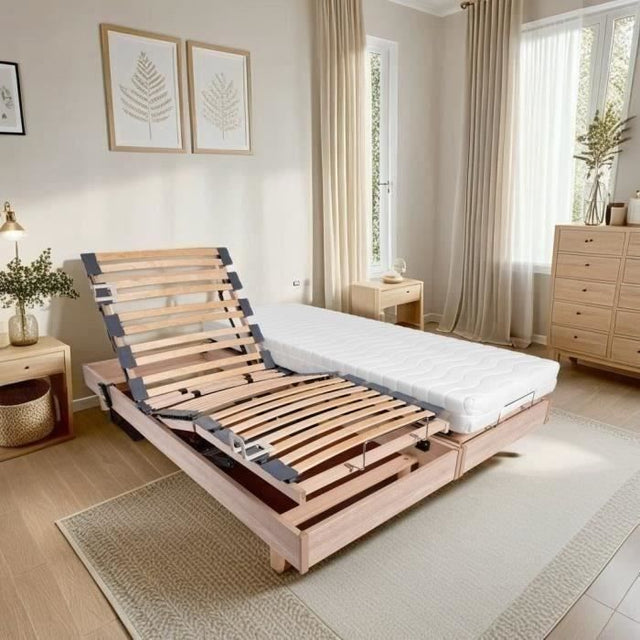 Ensemble relaxation matelas + sommiers électriques 2x90x200 - Mousse - Ferme - TALCA Fabrication française