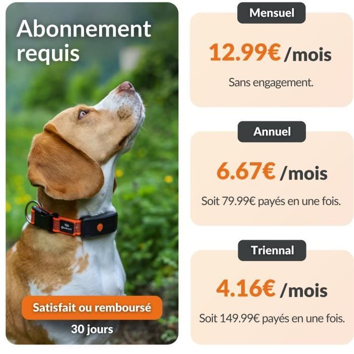 Collier GPS pour chien - WEENECT Chien XT - Antenne XL - Etanche - Collier Julius-K9 - Fonctionne avec abonnement - Orange
