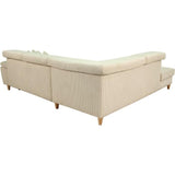 Canapé d'angle convertible - 4 places - WESTON - Velours côtelé beige - Tetieres réglables - 259 x 227 x 77/92 cm