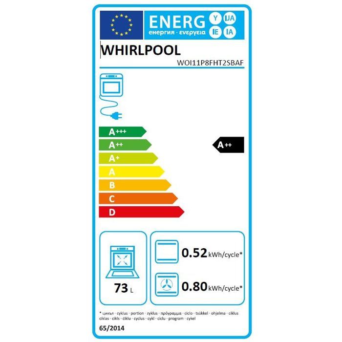 Four encastrable - Pyrolyse - WHIRLPOOL - WOI68PT1SXAF - Inox - 73 L - 59,5 x 56,4 x 59,7 cm