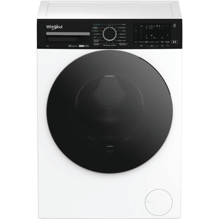 Lave-linge hublot WHIRLPOOL WPM87WADSFR - 8 kg - Induction - 1400 trs/min - Autodose - Vapeur - Classe A - Blanc