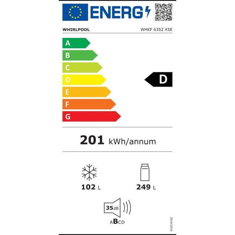 Réfrigérateur multiportes - WHIRLPOOL - WHKF6352X5E - 351 L - Dual NoFrost - 6e sens - Classe D - Multiflow - 203,5x59,5x66,3 - Inox