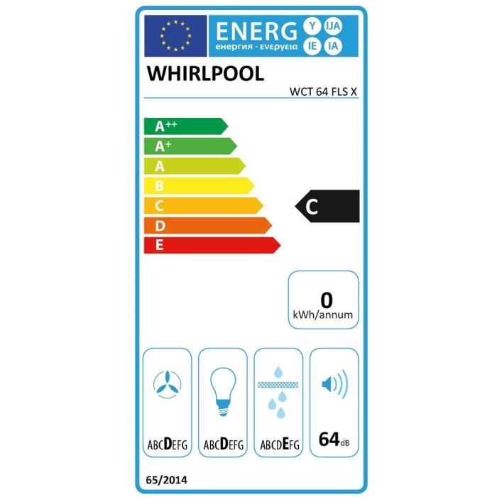 Hotte intégrable extracteur - WHIRLPOOL - WCT64FLSX - 59,5 x 56,4 x 13,2 cm - Inox