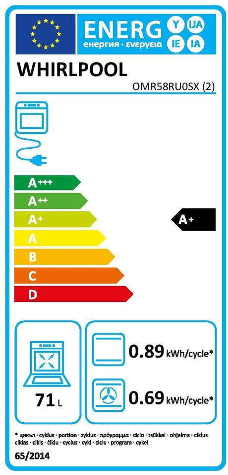 Four encastrable - Pyrolyse + Hydrolyse - Multifonction Chaleur pulsée - WHIRLPOOL - OMR58RU0SX - Inox - Porte froide