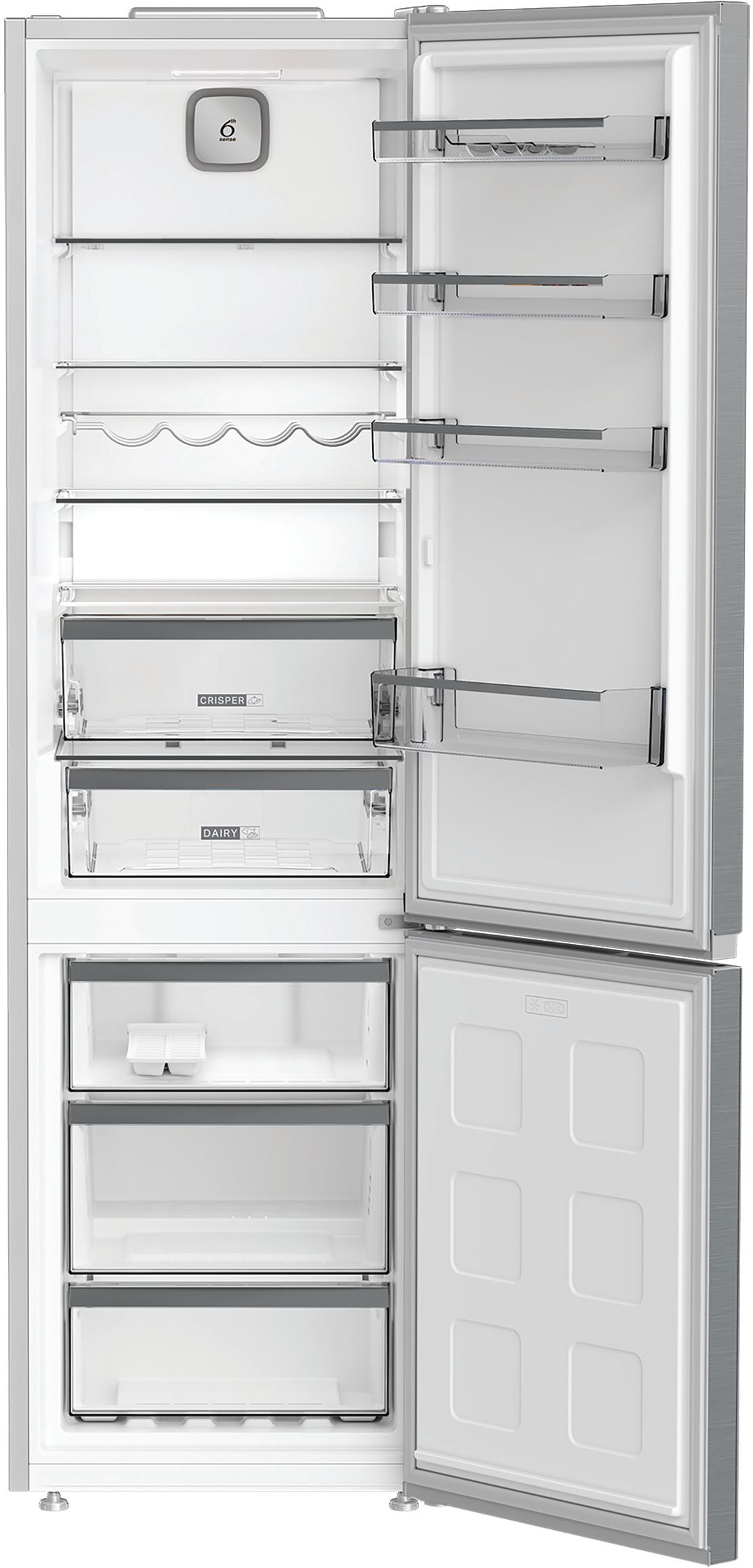 Réfrigérateur combiné - WHIRLPOOL - WHK26402XP4E - 355 L - Dual NoFrost - 6e sens - Porte bouteille - 203.5x59.5x66.3 - Inox