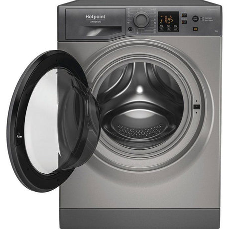 Lave-linge hublot HOTPOINT NSWM946GGFR - 9 kg - Induction - 1400 trs/min - Classe A - Graphite