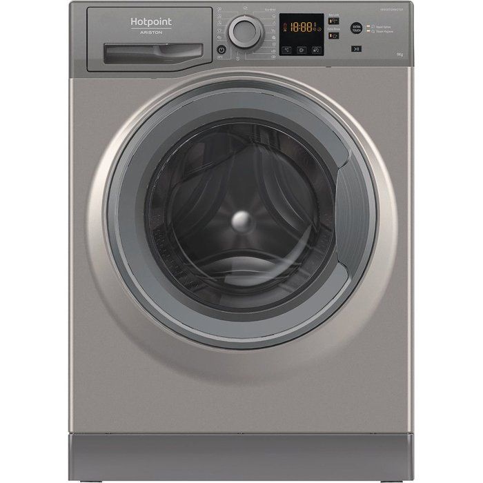 Lave-linge hublot HOTPOINT NSWM946GGFR - 9 kg - Induction - 1400 trs/min - Classe A - Graphite