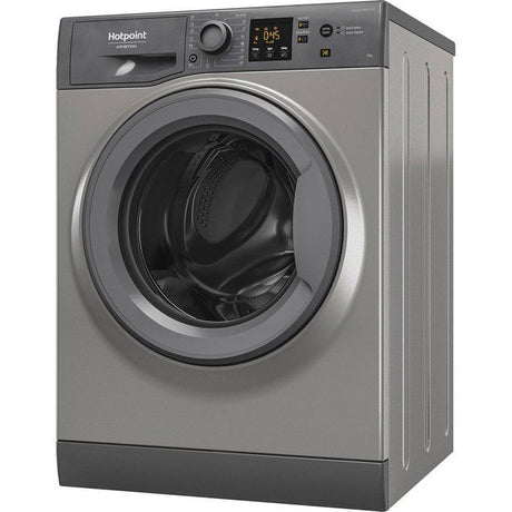 Lave-linge hublot HOTPOINT NSWM946GGFR - 9 kg - Induction - 1400 trs/min - Classe A - Graphite