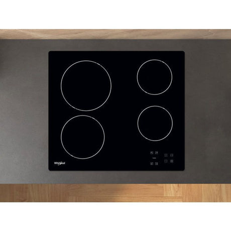 Plaque de cuisson Vitrocéramique WHIRLPOOL AKT8090NE - 4 zones - 6200W - L58 x P51cm - Noir