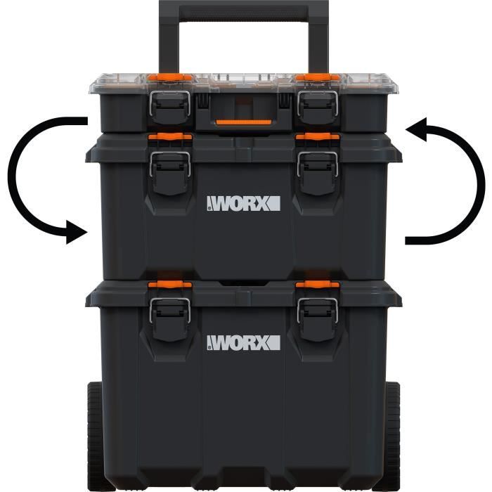 Systeme modulaire 3 en 1 - WORW BY KETER - STACK N ROLL - 48 x 39 x 69,5 cm - Noir