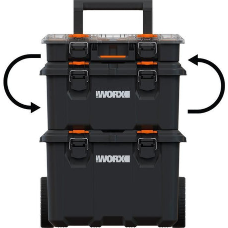 Systeme modulaire 3 en 1 - WORW BY KETER - STACK N ROLL - 48 x 39 x 69,5 cm - Noir
