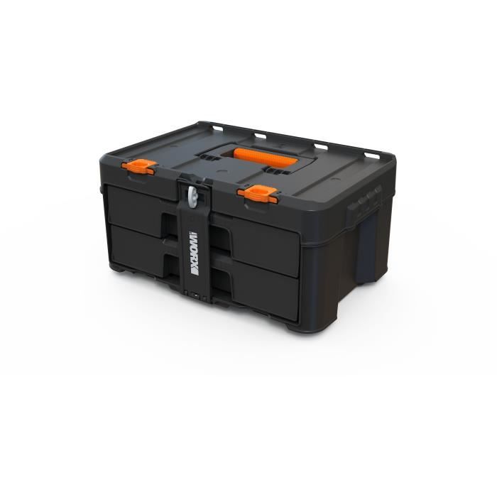 Rangement 2 tiroirs - WORX BY KETER - STACK N ROLL - 48 x 33 x 23 cm - Noir