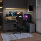 Bureau d'angle modulable avec led - WORTEX - Gris ombre - 167,7/229,2 x 59,7/109,7 x 94,8 cm - PARISOT