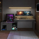 Bureau d'angle Gamer modulable avec led - WORTEX - Gris ombre - 167,7/229,2 x 59,7/109,7 x 94,8 cm - PARISOT