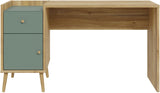 Bureau droit WHENUA - Chene/ Vert sauge - 139,6 x 77,3 x 60 cm