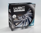 Lot de 4 enjoliveurs Bi-couleur gris & noir 14 pouces - WRC - TURBO - Look racing - Fixation simple et rapide par clips