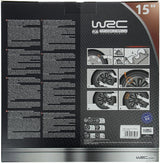 Lot de 4 enjoliveurs Bi-couleur gris & noir 15 pouces - WRC - TURBO - Look racing - Fixation simple et rapide par clips