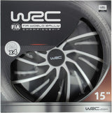 Lot de 4 enjoliveurs Bi-couleur gris & noir 15 pouces - WRC - TURBO - Look racing - Fixation simple et rapide par clips