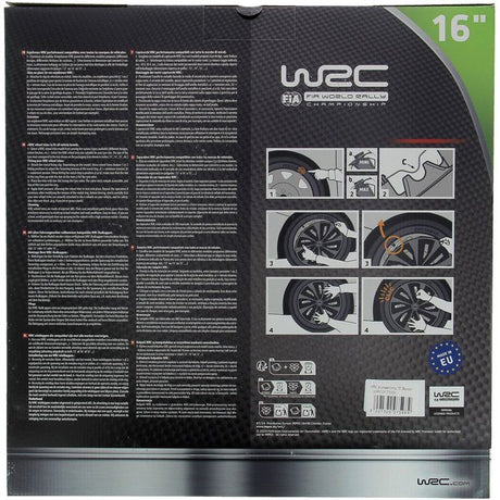 Lot de 4 enjoliveurs Bi-couleur gris & noir 16 pouces - WRC - TURBO - Look racing - Fixation simple et rapide par clips
