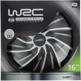Lot de 4 enjoliveurs Bi-couleur gris & noir 16 pouces - WRC - TURBO - Look racing - Fixation simple et rapide par clips