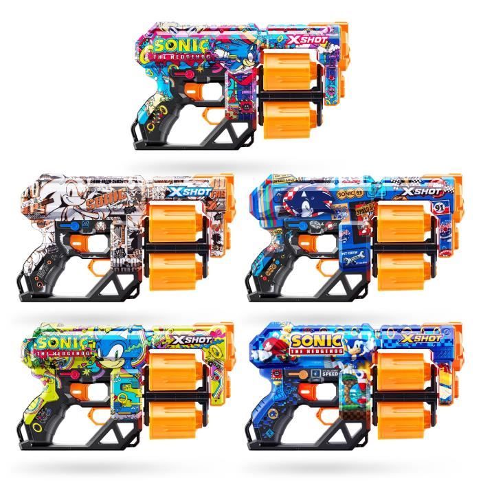 Lanceur de fléchettes - ZURU - X-SHOT Dread SONIC - Canons rotatifs doubles - Capacité 12 fléchettes - Portée 27 m