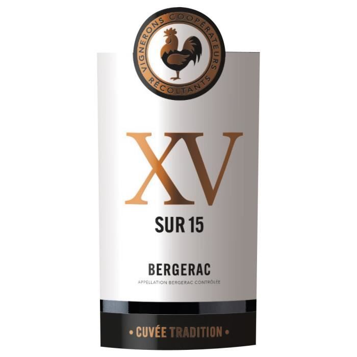 Xv Sur 15 CuvÈe Tradition 2020 AOP Bergerac - Vin rouge du Sud Ouest