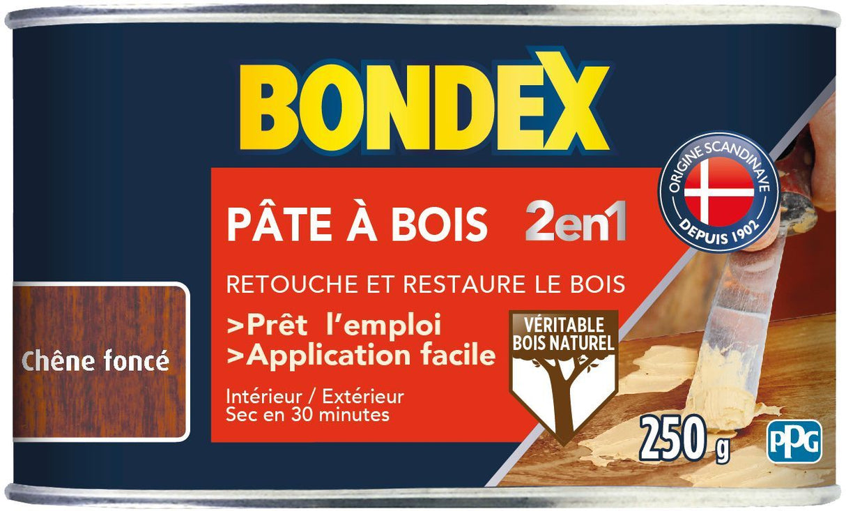 Pâte a bois 2 en 1 Chene foncé - BONDEX - 250g