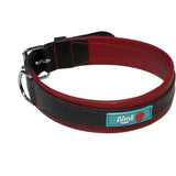 Collier pour chien - AIME - Basic cuir - Cuir vache / agneau - Taille L 43-52 cm - Noir / Rouge
