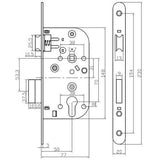 Serrure a encastrer trou de cylindre - YALE - Y60R-A50/N - Axe 50mm, coffre 148mm - Porte d'entrée, service, locaux sensibles -
