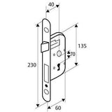 Serrure a encastrer a clé - YALE - Y75R-A40/B/SC - Axe 40 mm, coffre 135 mm - Certifié NF Niveau 2 - Blanc, Gâche et Clé inclus