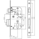 Serrure a encastrer trou de cylindre - YALE - Y60K-A50/N - Axe 50mm, coffre 148mm - Porte d'entrée, service, locaux sensibles -
