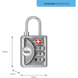 Cadenas a Code - YALE - YTP1/32/119/1 - Gris - Combinaison Programmable 3 chiffres homologuÈ TSA 32 mm - Pour Valise de voyage