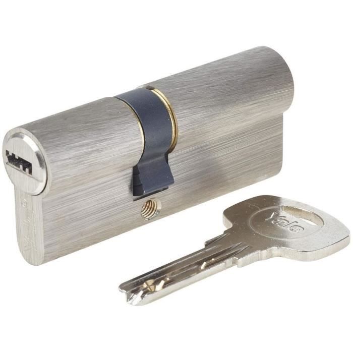 Cylindre de Serrure - YALE - YC1000+ - Débrayable - 30x40 mm - 6 Goupilles - 4 Clés réversibles - Nickelé
