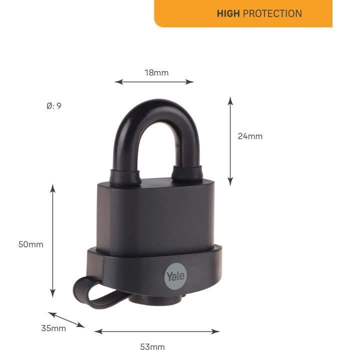 Cadenas étanche YALE - 51 mm - 3 clés - 24314000