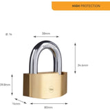 Cadenas de sécurité Hammer - YALE - Y2B/80/138/1 - Laiton 80 mm - Anse acier cémenté - 3 clés