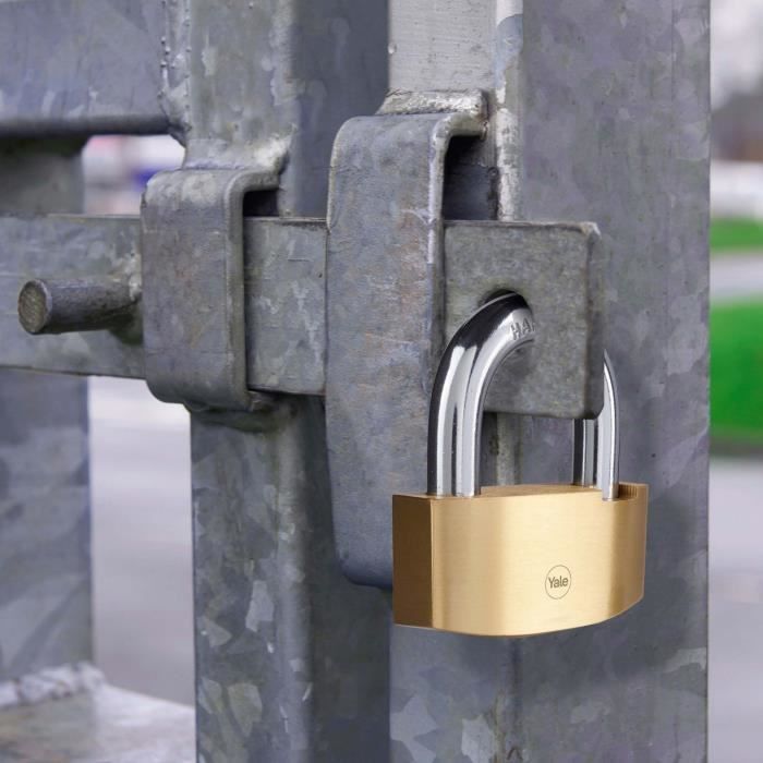 Cadenas de sécurité Hammer - YALE - Y2B/80/138/1 - Laiton 80 mm - Anse acier cémenté - 3 clés