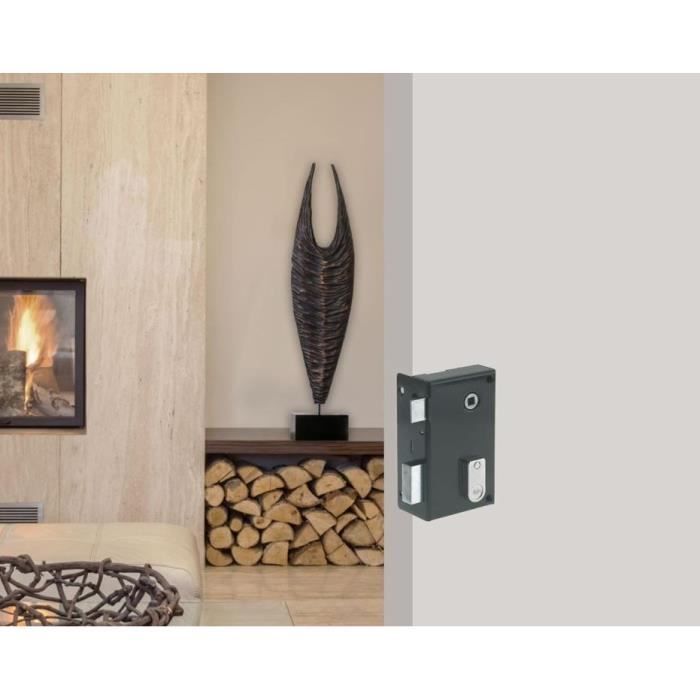 Serrure en applique verticale a fouillot Gauche - YALE - YAV36G - Kaki - 2 Clés fournies - Porte intérieure de communication