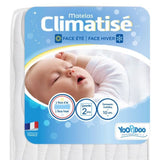 Yoopidoo - Matelas BÈbÈ ClimatisÈ - 60x120 cm - 1 face …tÈ fraÓche / 1 face Hiver ouatinÈe - Sans Traitement chimique