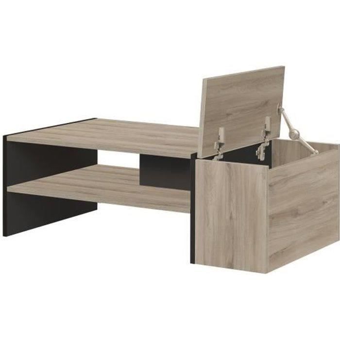 Table basse bar Gami - Made in France - Décor chene noir - Style industriel - L 110 x P 60 x H 36 cm - YORI