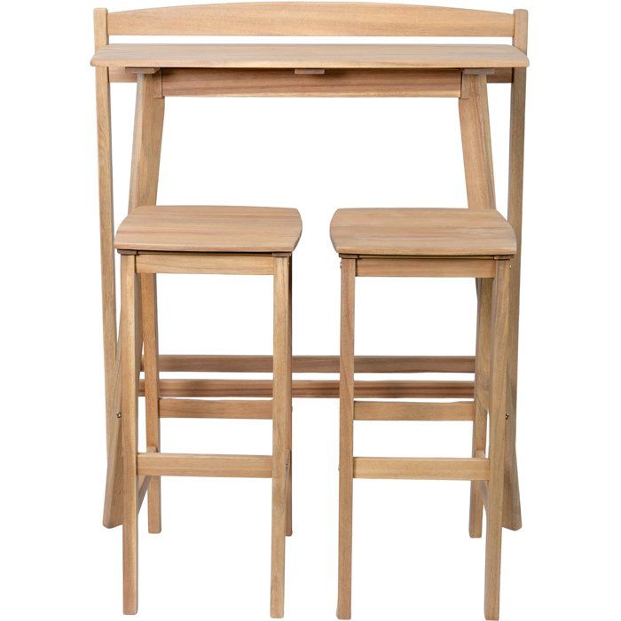 Ensemble bar de jardin - ZANZIBAR - Bois d'Acacia FSC - 1 table haute 100x44,5xH.112 cm - 2 tabourets 35x37xH.72 cm - 2 personnes