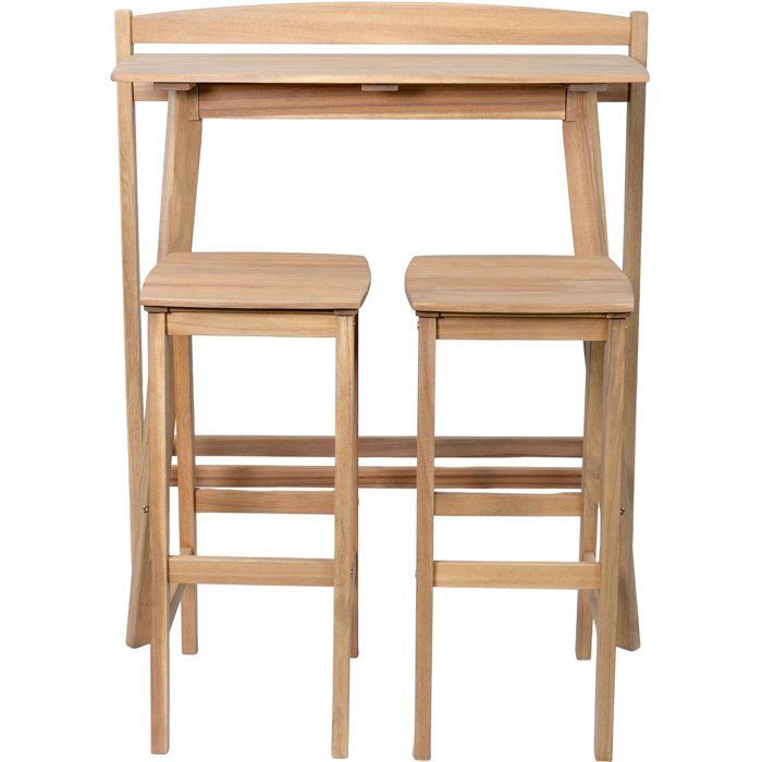 Ensemble bar de jardin - ZANZIBAR - Bois d'Acacia FSC - 1 table haute 100x44,5xH.112 cm - 2 tabourets 35x37xH.72 cm - 2 personnes