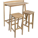 Ensemble bar de jardin - ZANZIBAR - Bois d'Acacia FSC - 1 table haute 100x44,5xH.112 cm - 2 tabourets 35x37xH.72 cm - 2 personnes