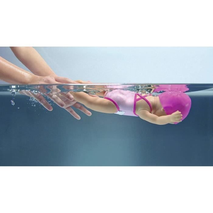 BABY BORN - Ma premiere nage - Poupée fille 30 cm avec tenue non détachable et bonnet  Jouet de bain   Des 1 an