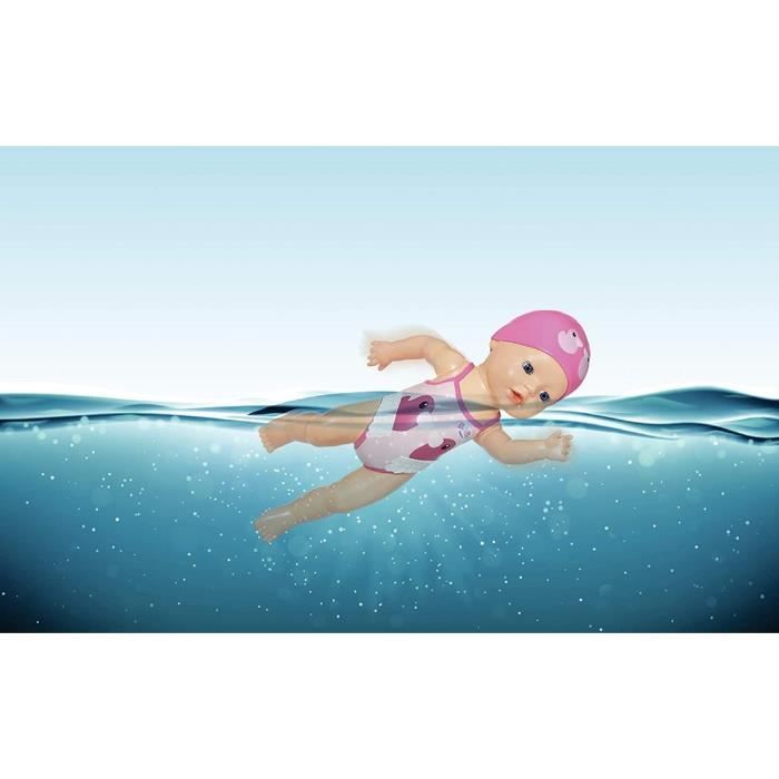 BABY BORN - Ma premiere nage - Poupée fille 30 cm avec tenue non détachable et bonnet  Jouet de bain   Des 1 an