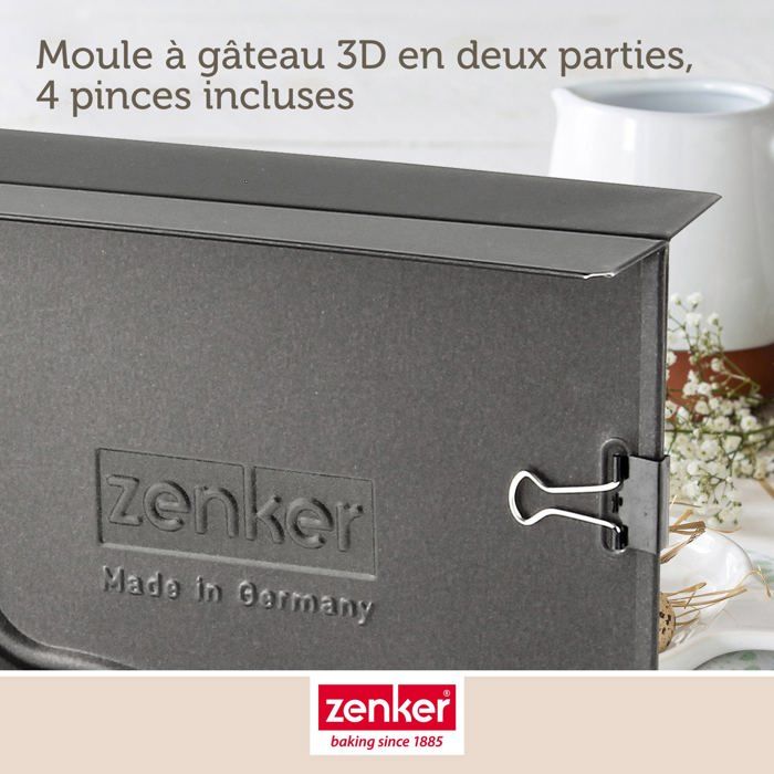 Lot de 2 moules a gâteaux 3D - ZENKER - Forme de lapin de Pâques - 600 ml