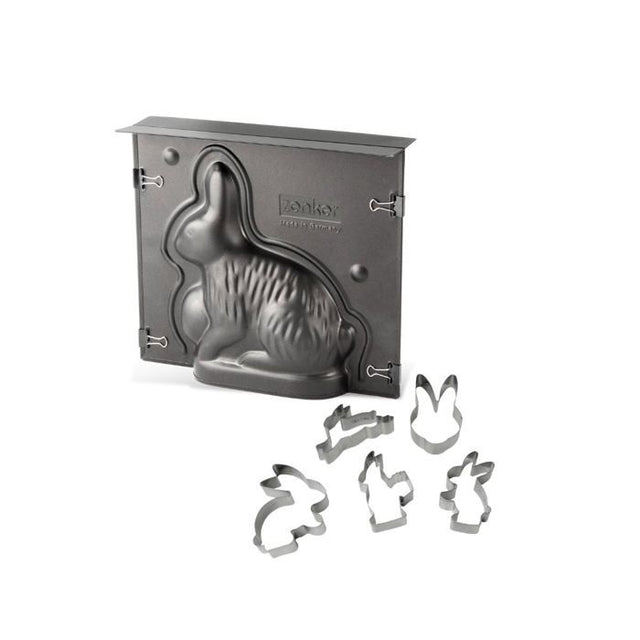 Ensemble de moule lapin de P‚ques 3D et 5 emporte-pieces lapin - ZENKER