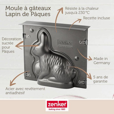 Ensemble de moule lapin de P‚ques 3D et 5 emporte-pieces lapin - ZENKER