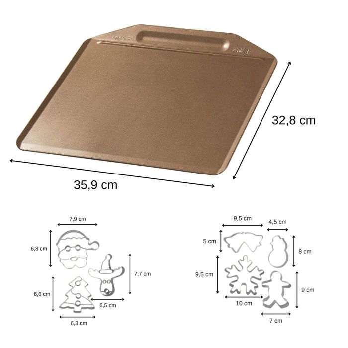 Plaque de cuisson au four sans rebords et 7 emporte-pieces de Noël - ZENKER