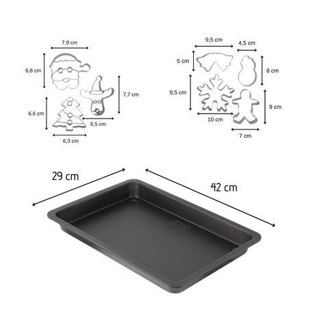 Plaque de cuisson et 7 emporte-pieces de Noël inox - ZENKER - 42 x 29 cm